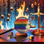 "Image illustrating critique of Meta's content moderation policies, highlighting concerns about transphobia in social media platforms, with a diverse group of individuals advocating for inclusivity and equality."