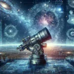 "AI enhanced telescope capturing detailed images of cosmic void structures, showcasing advanced astronomical technology and deep-space exploration."