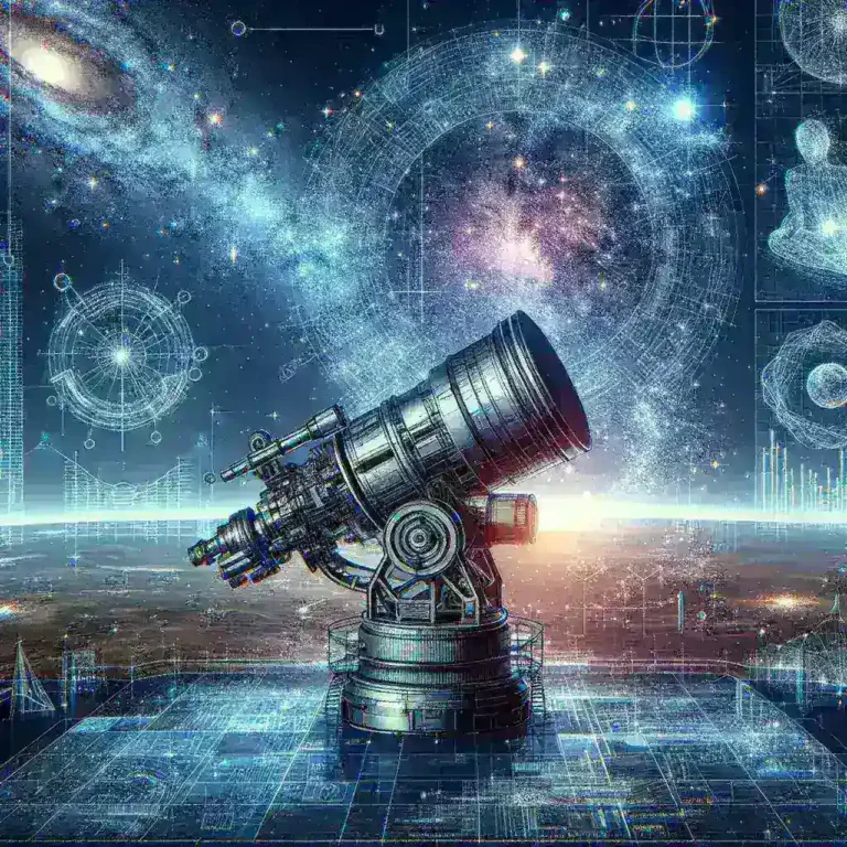 "AI enhanced telescope capturing detailed images of cosmic void structures, showcasing advanced astronomical technology and deep-space exploration."