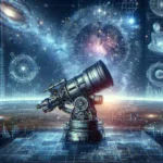 "AI enhanced telescope capturing detailed images of cosmic void structures, showcasing advanced astronomical technology and deep-space exploration."